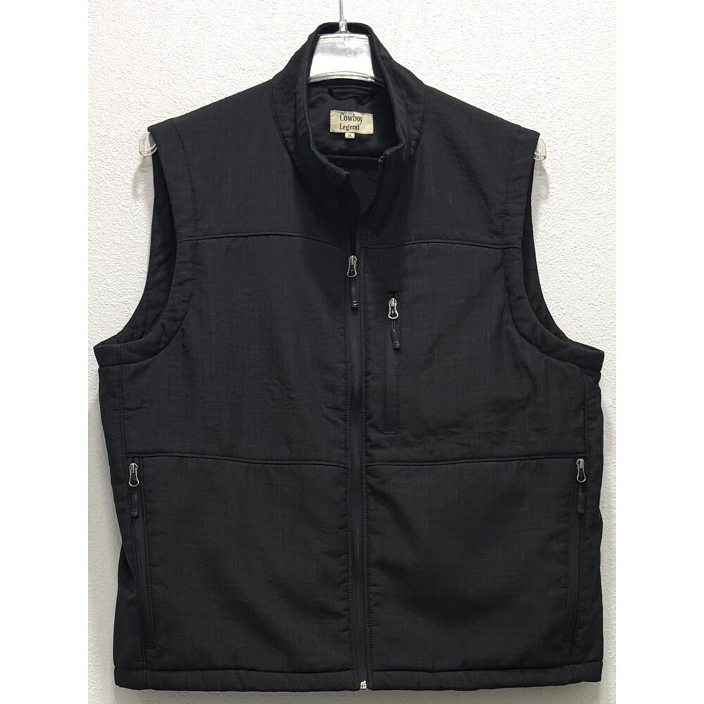 Cowboy Legend Black Full Zip Mens Vest Size XL